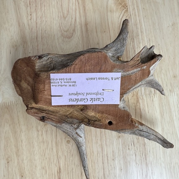 Hand Carved Driftwood Bark Fairy House Door Signed Wall Hanging VTG Leaich 1988